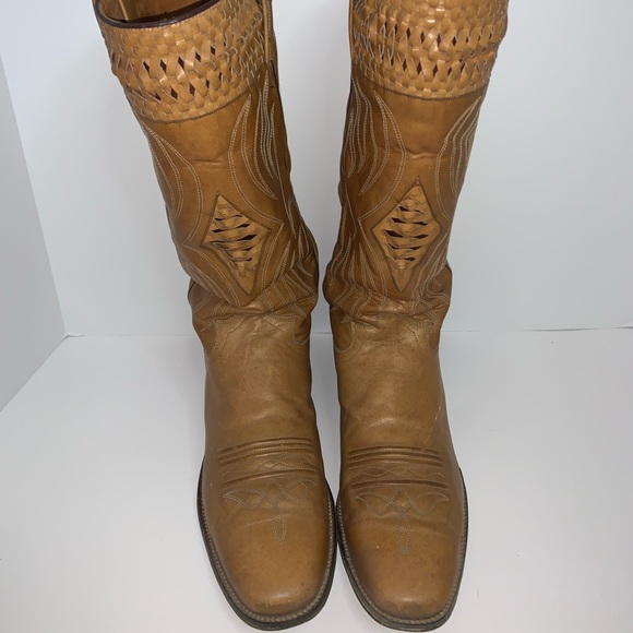 Baron Collection Dingo Western Cowboy Boots made in Spain Mens size 11.5 tan - Picture 2 of 16